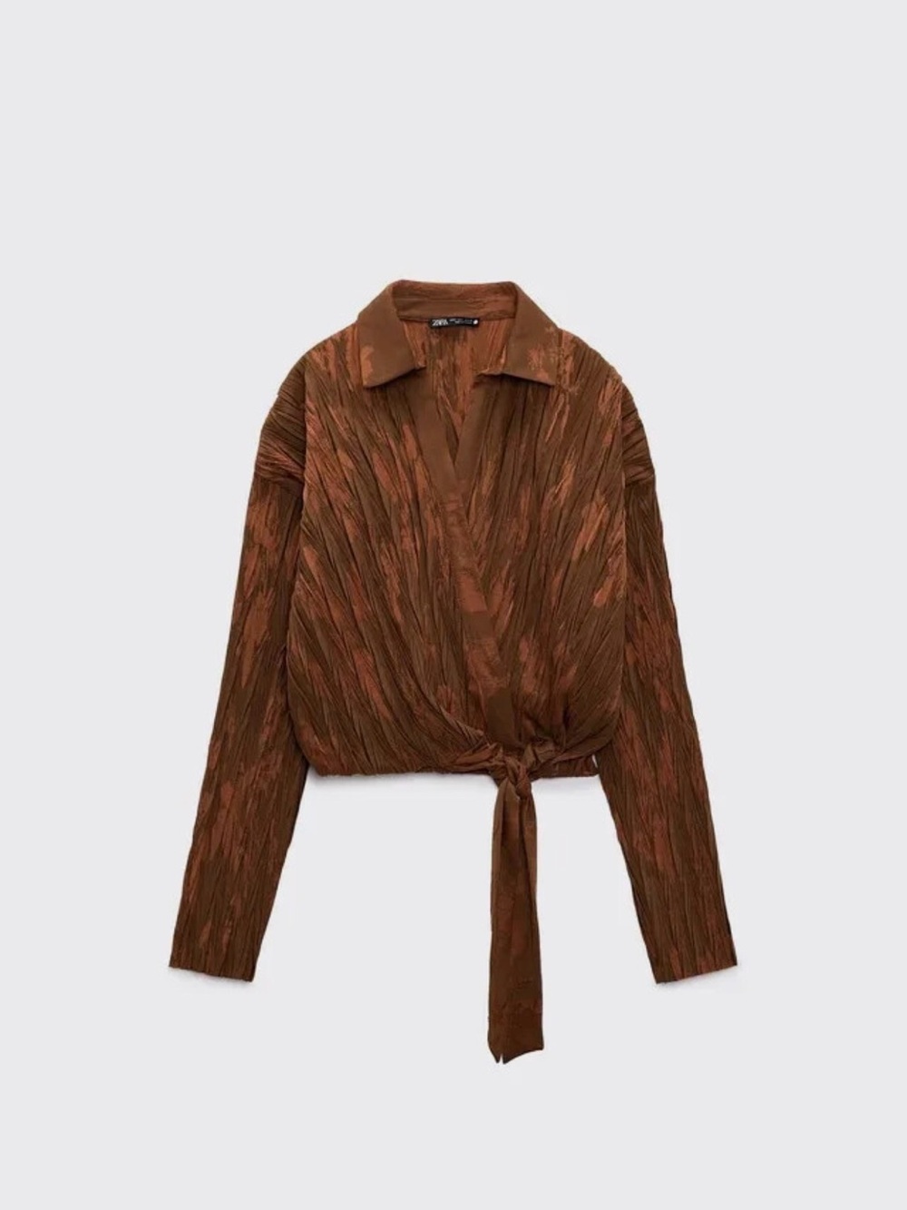 Brown Tie-Front Women's Blouse
